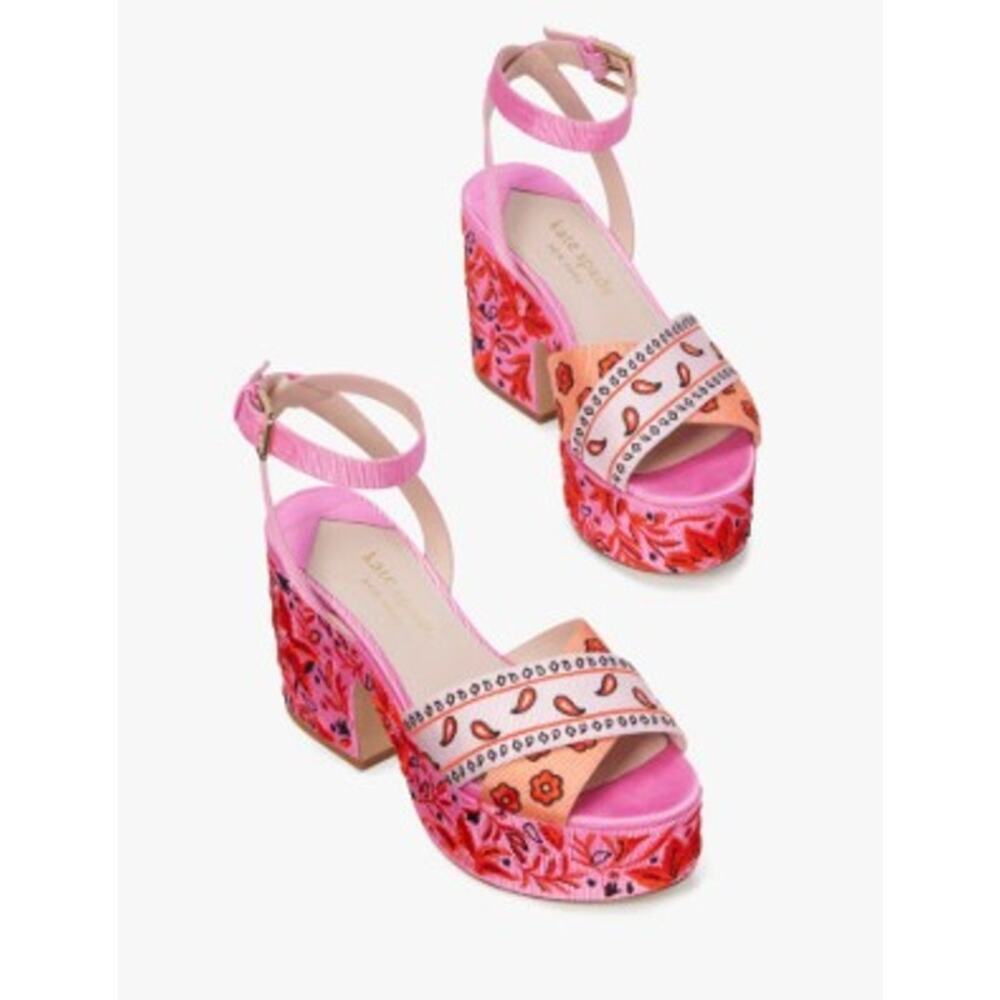 Kate Spade New York Rio Bandana Patchwork Platform Sandals Women's Sz. 9 - Picture 2 of 10